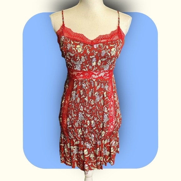 NWOT Free People Intimately ‘Last Night Mini Slip Dress’ in Red Size Small - Picture 5 of 16